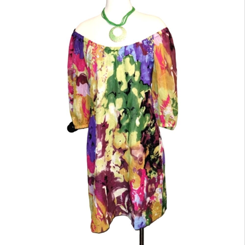 Vintage Oleg Cassini Multi Color Dress - Picture 2 of 8